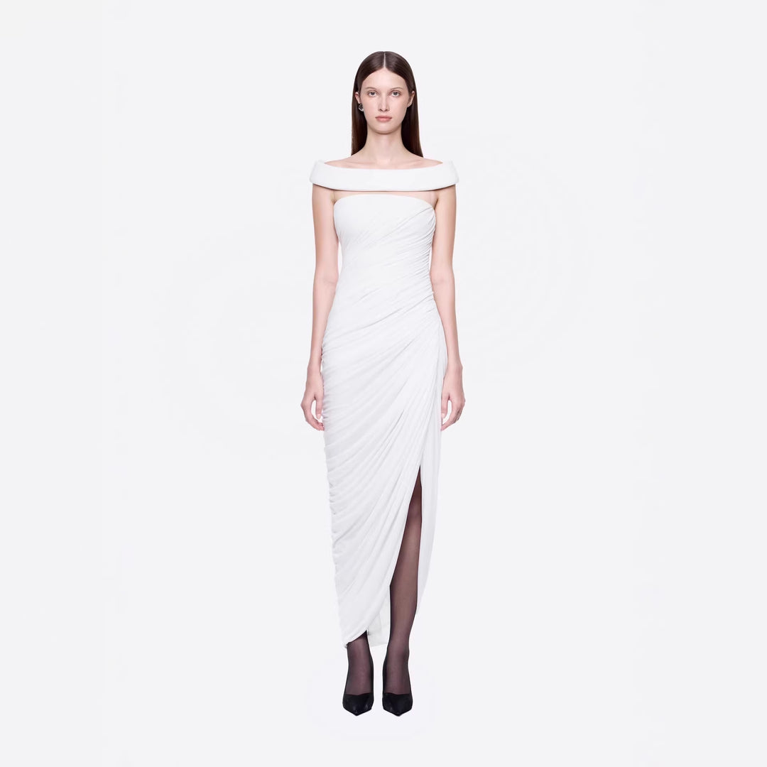 Damen Elegantes Abendkleid mit Off-Schulter-Design und raffiniertem Drapé Drune