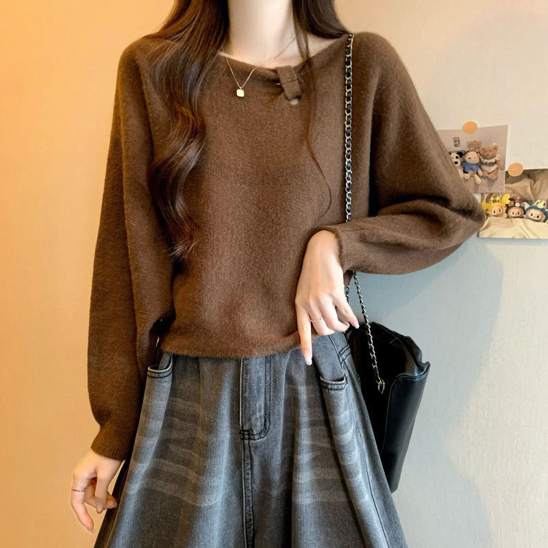 Damen Bequemer Pullover mit verspieltem Ausschnitt Drune