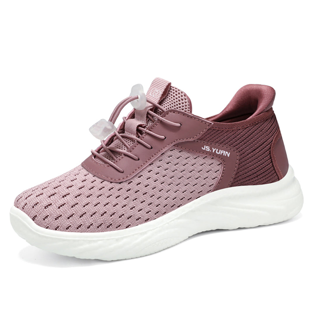 Damen nan leichter Strick-Sneaker mit elastischem Sockeneinstieg, Schnellzug-Schnürung und gedämpfter EVA-Zwischensohle Drune