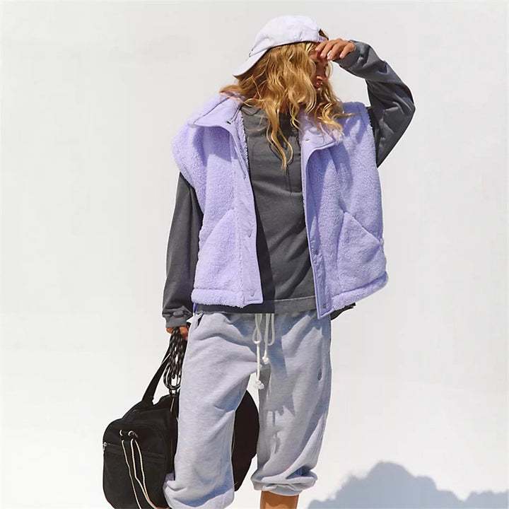 Damen gemütliche und stylische Fleecejacke mit seitlichen Kordelzügen Drune