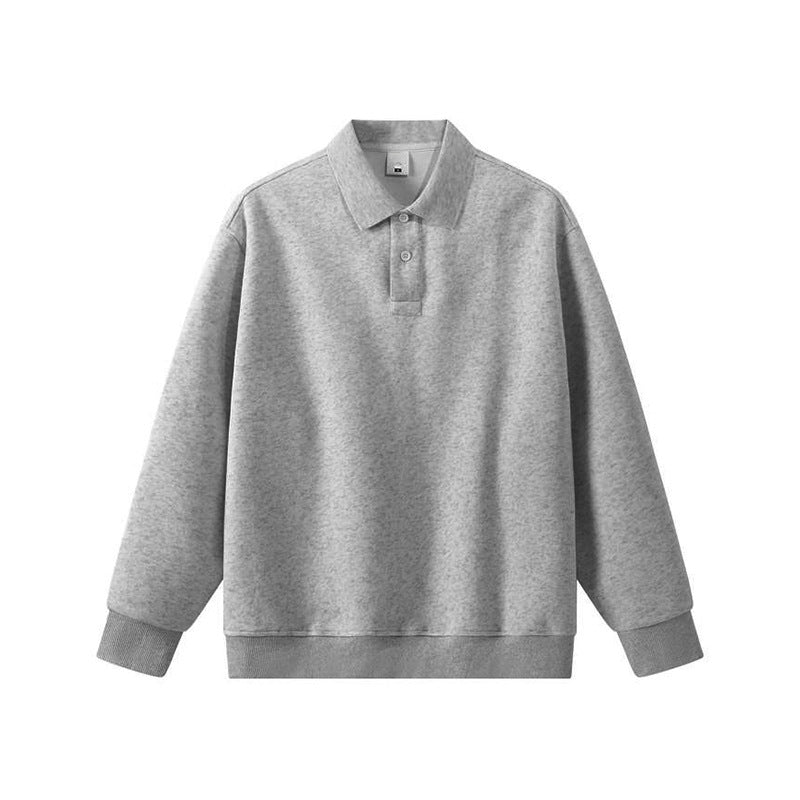 Unisex Oversize-Polo-Sweatshirt mit gerippten Bündchen und Knopfleiste Drune