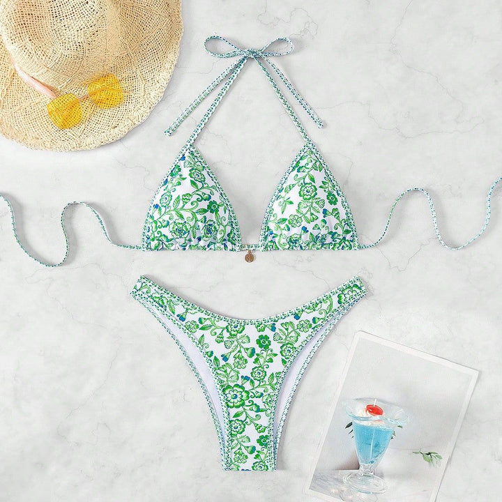 Damen Triangel-Bikini mit floraler Spitze Drune