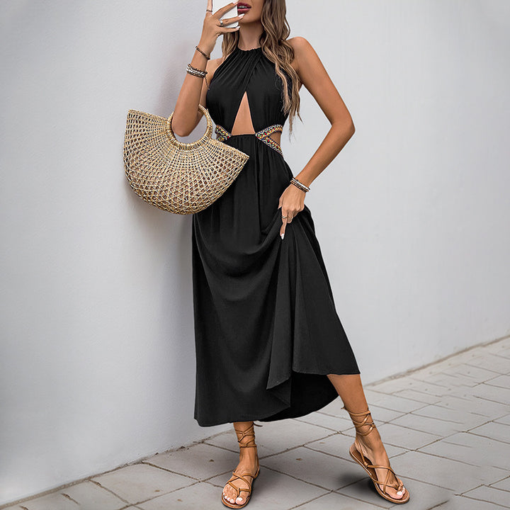 Damen Elegantes Maxikleid mit Raffungen und Cut-Out-Details Drune