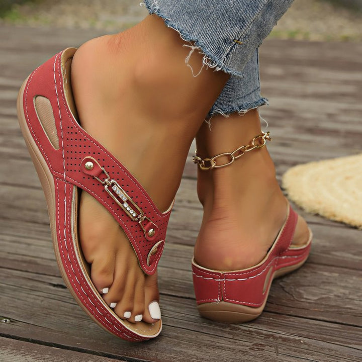 Damen Komfort Sandalen mit anatomischem Fußbett und luftdurchlässigem Obermaterial Drune