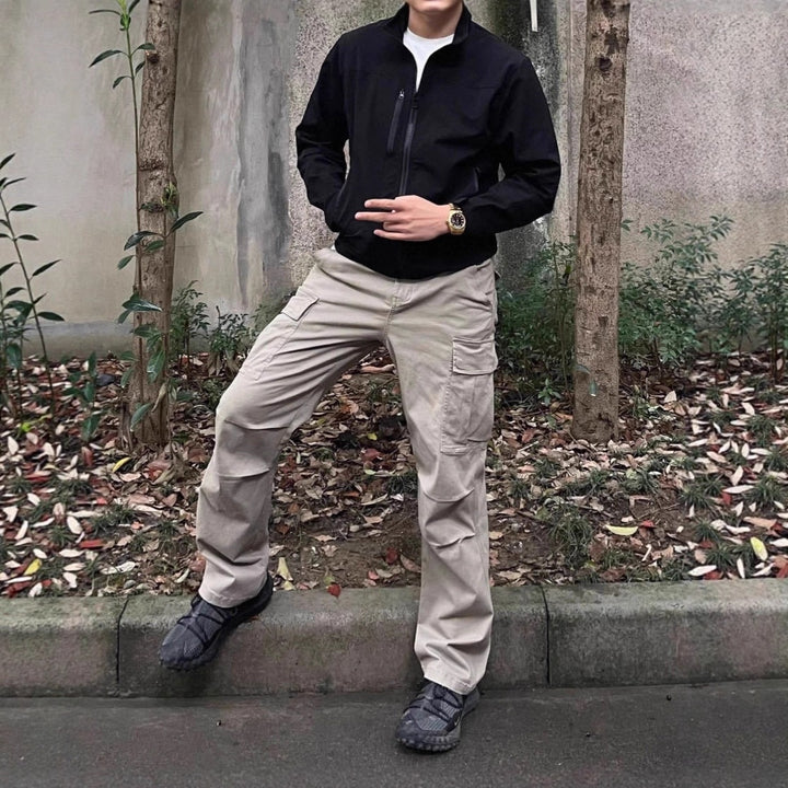 Herren Modische Cargo-Hose mit weiten Beinen Drune