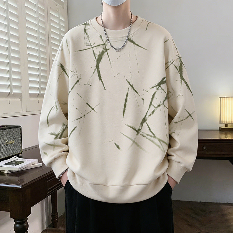 Herren Sweatshirt mit abstraktem Print, Rundhalsausschnitt und relaxed Fit Drune