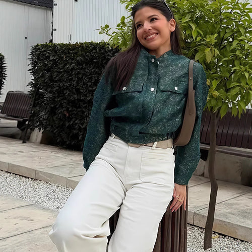Damen Lässige Oversized-Jacke mit Knopfverschluss Drune
