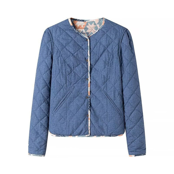 Damen Leichte Steppjacke mit Patchwork‑Blumenmuster und kurzem Schnitt Drune