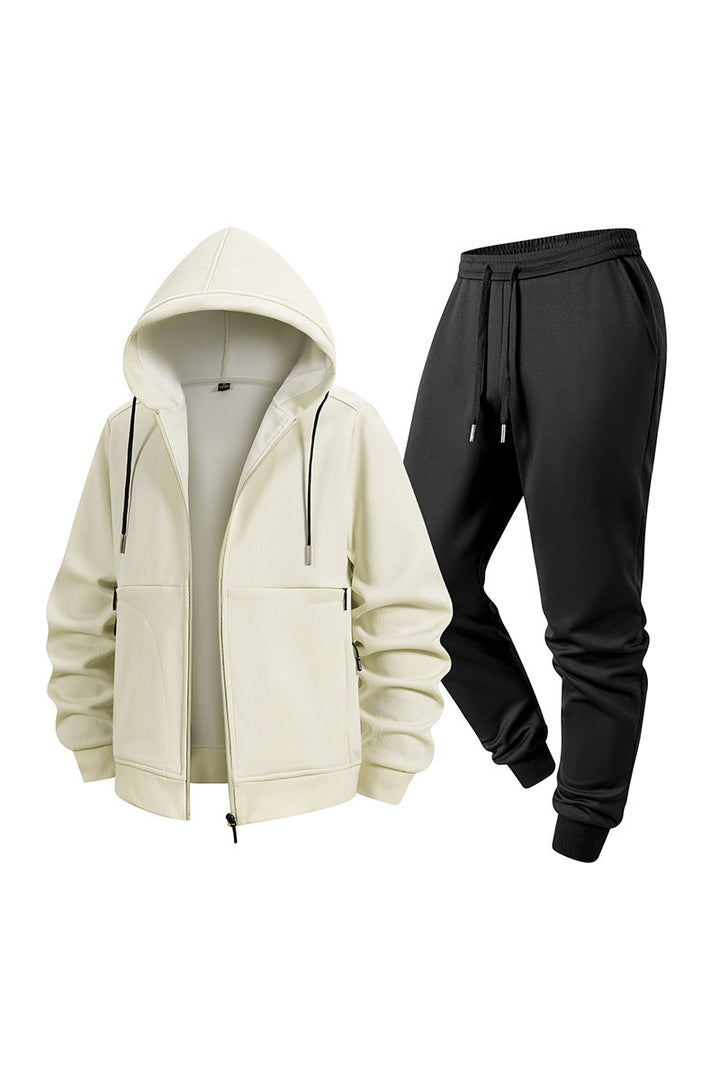 Herren Zweiteiliges Kapuzen-Trainingsset aus Thermofleece mit Reißverschluss-Hoodie und konischer Jogginghose Drune