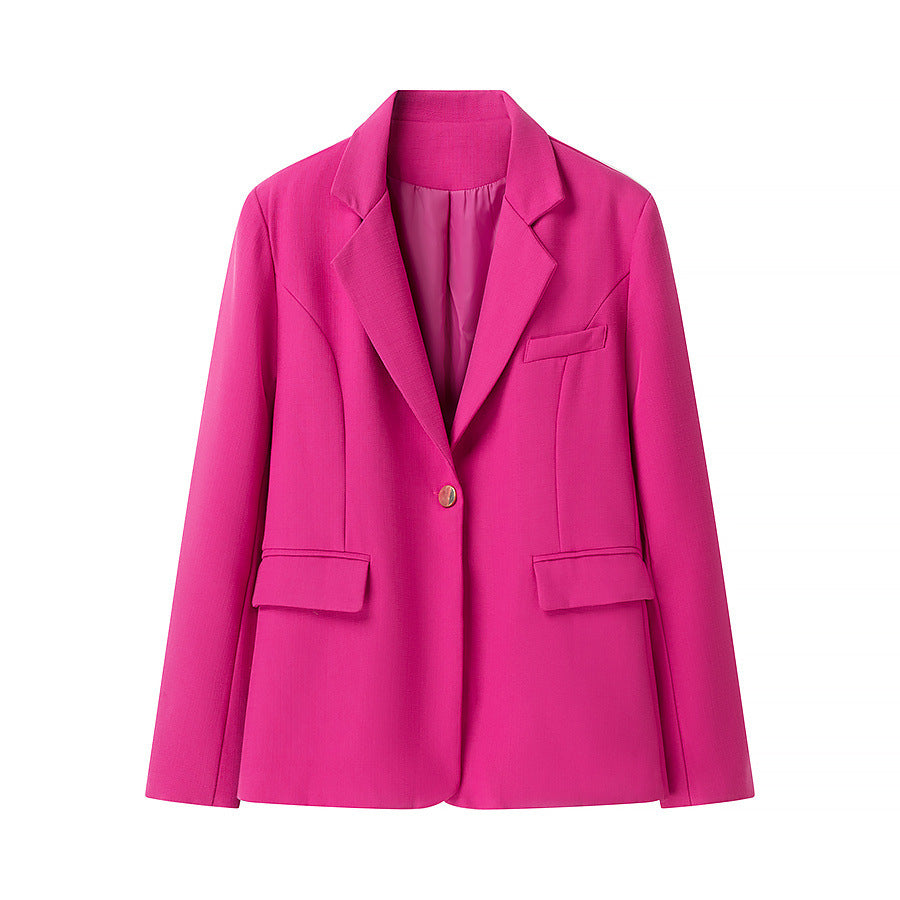 Damen nan leicht taillierter Ein-Knopf-Blazer mit Schalkragen und Pattentaschen Drune