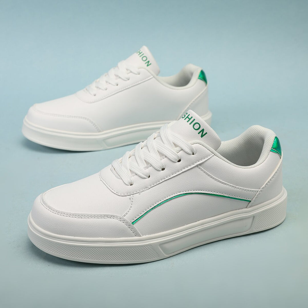 Damen nan niedrig geschnittener Kunstleder Sneaker mit holografischem Fersenbesatz Drune