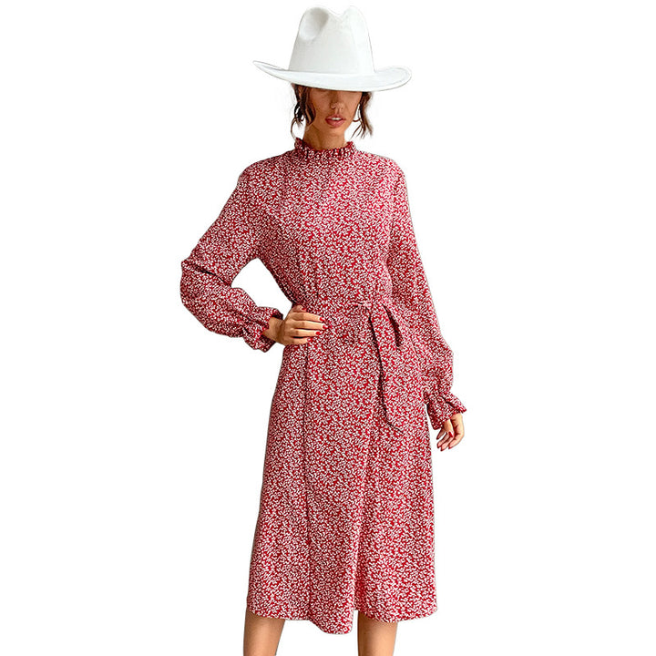 Damen Blumenmaxikleid mit Taillenknoten Drune