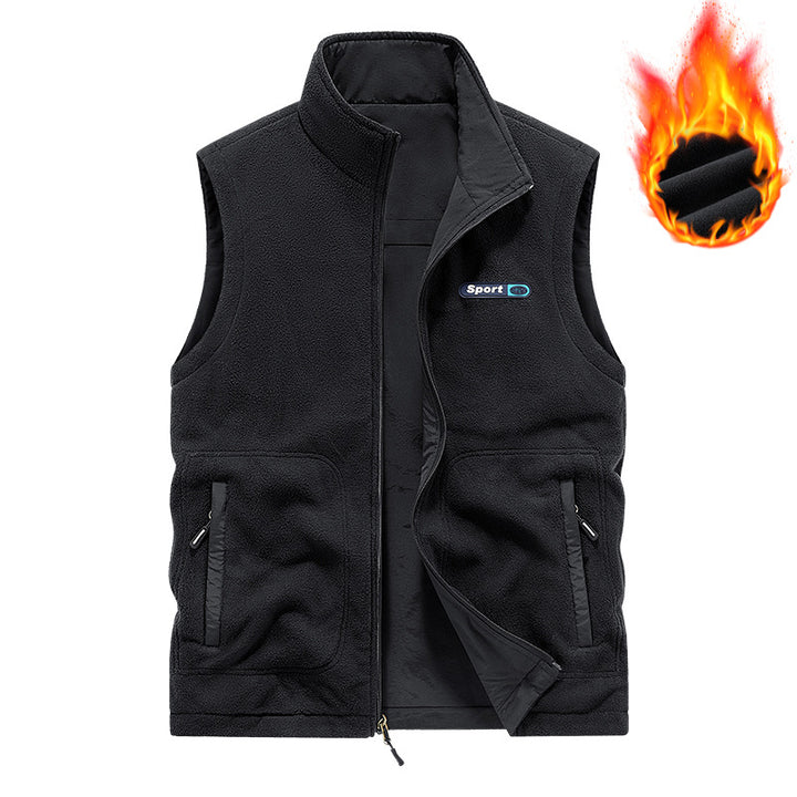 Herren Gefütterte Outdoor-Thermoweste mit Fleece-Innenfutter, Reißverschlusstaschen & winddichter Außenlage Drune