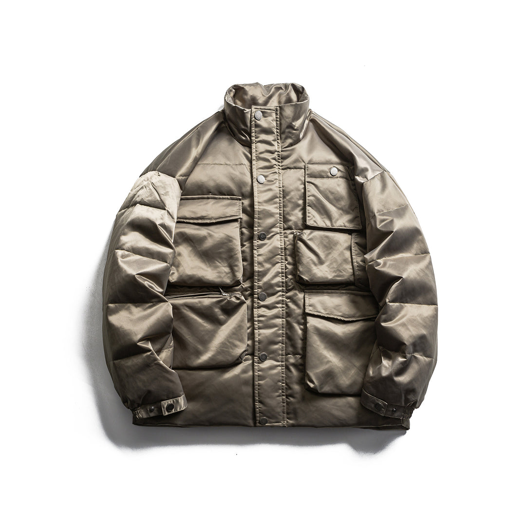 Herren Boxy Isolationsjacke im Fieldstil mit Cargo-Taschen und hohem Stehkragen Drune