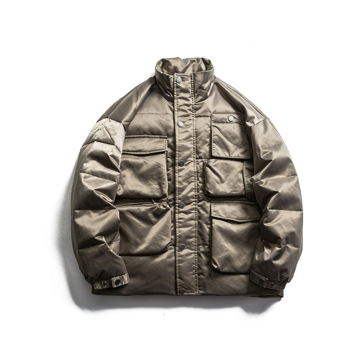 Herren Boxy Isolationsjacke im Fieldstil mit Cargo-Taschen und hohem Stehkragen Drune