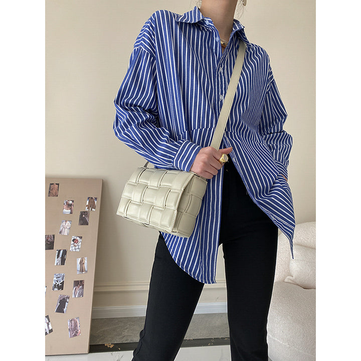 Damen lässige Hemdbluse mit modischem Streifenmuster und oversized Schnitt Drune