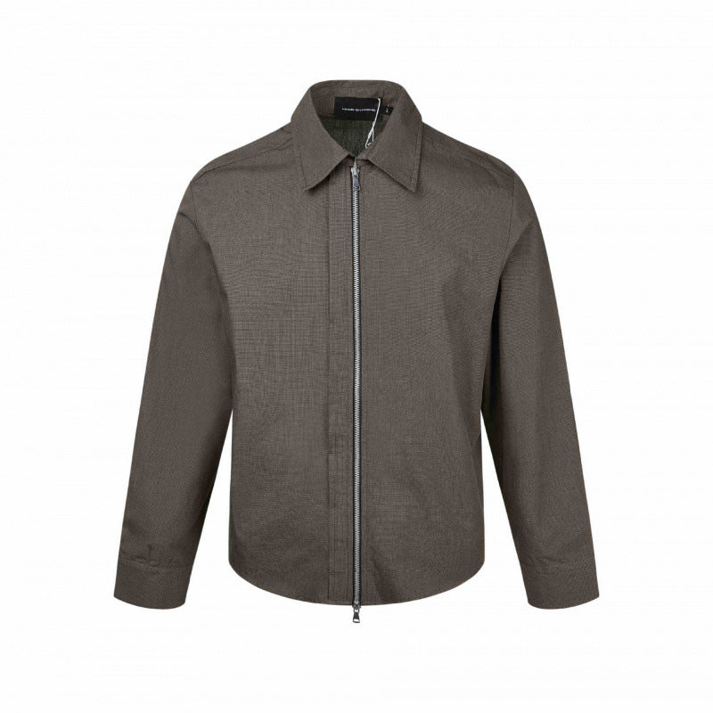 Herren Boxy-Hemdjacke mit Zwei-Wege-Metallreißverschluss und feiner Strukturqualität Drune