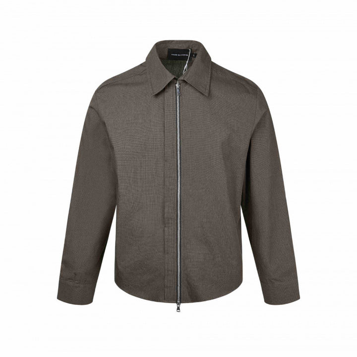 Herren Boxy-Hemdjacke mit Zwei-Wege-Metallreißverschluss und feiner Strukturqualität Drune