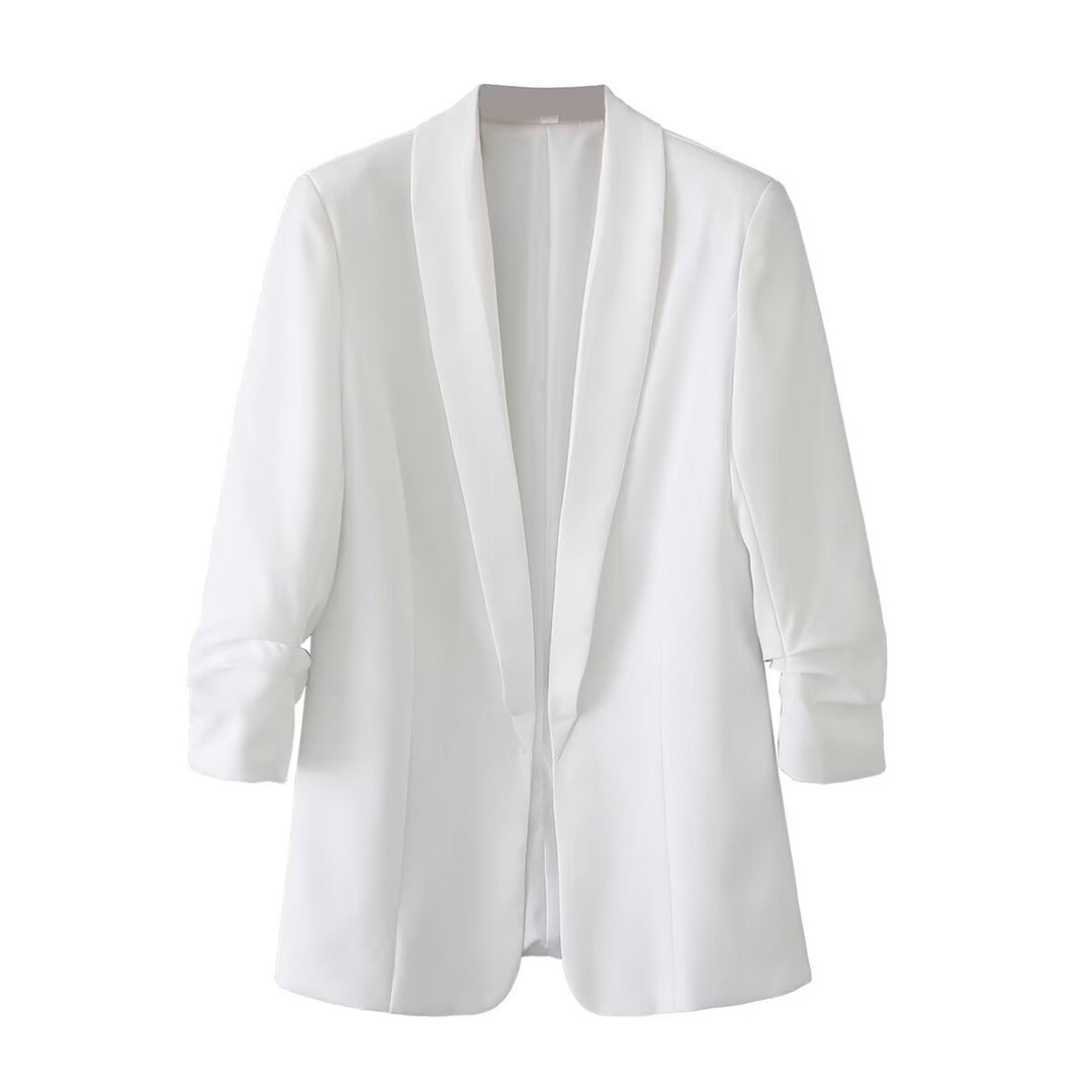 Damen nan langer unstrukturierter Blazer mit Schalkragen und krempelbaren Ärmeln Drune