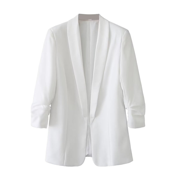 Damen nan langer unstrukturierter Blazer mit Schalkragen und krempelbaren Ärmeln Drune