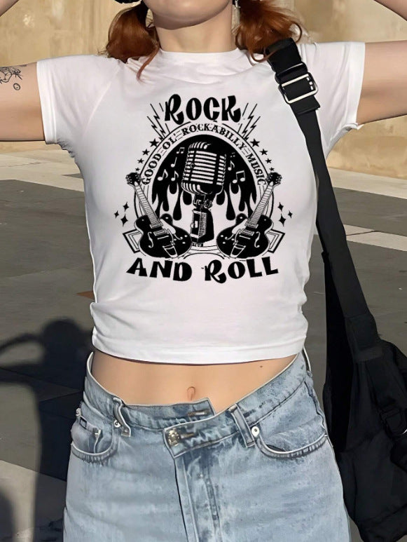 Damen cropped T-Shirt mit exklusivem Pferdemotiv und figurbetontem Schnitt Drune