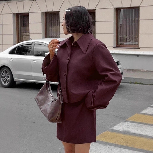 Damen Modische Kurzjacke mit schmalem Schnitt und eleganten Knopfdetails Drune