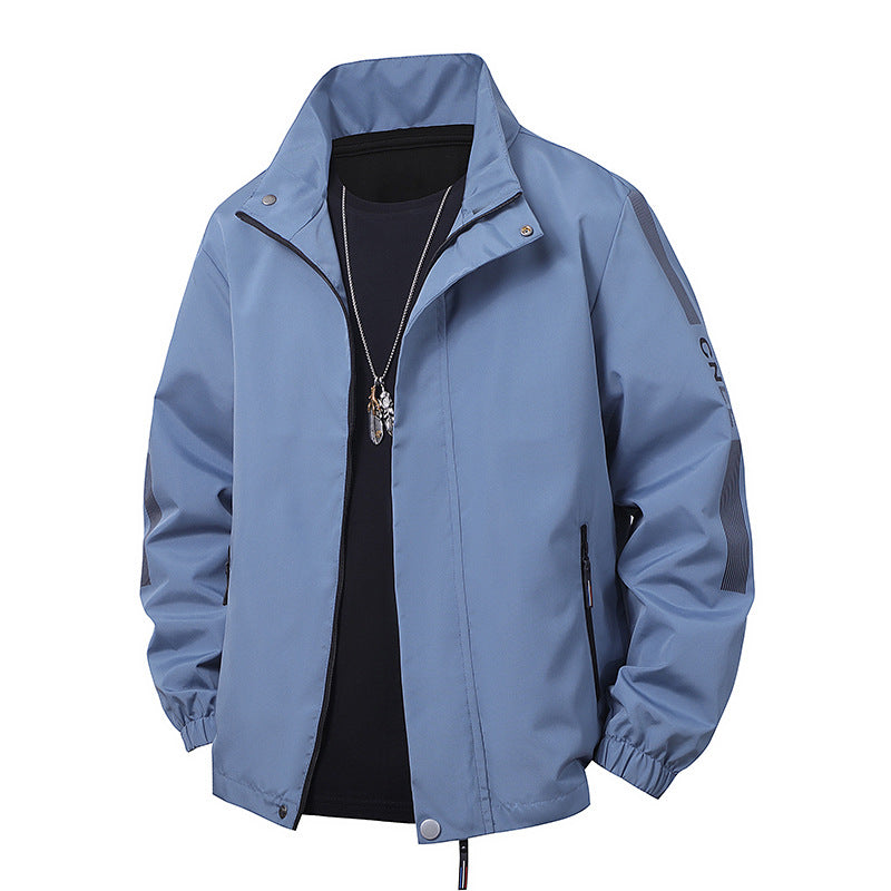 Herren Minimalistische technische Freizeitjacke mit hohem Kragen, verdecktem Reißverschluss und elastischen Bündchen Drune