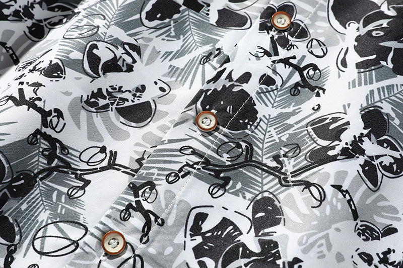 Herren Oversize-Knopfhemd mit grafischem Allover-Print und lockerem Relaxed-Schnitt Drune