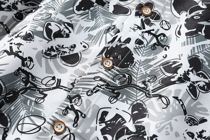Herren Oversize-Knopfhemd mit grafischem Allover-Print und lockerem Relaxed-Schnitt Drune
