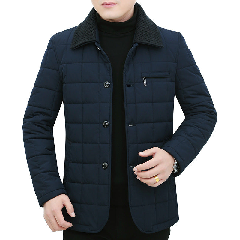 Herren Steppjacke mit Boxsteppung, Cordkragen und Brust-Reißverschlusstasche Drune