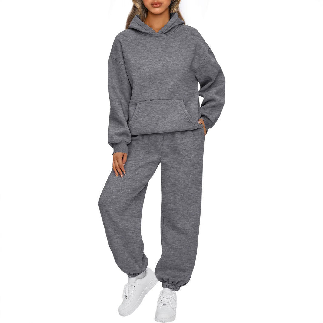 Damen nan Oversized Hoodie- und Jogginghose-Set aus weicher Baumwollmischung Drune
