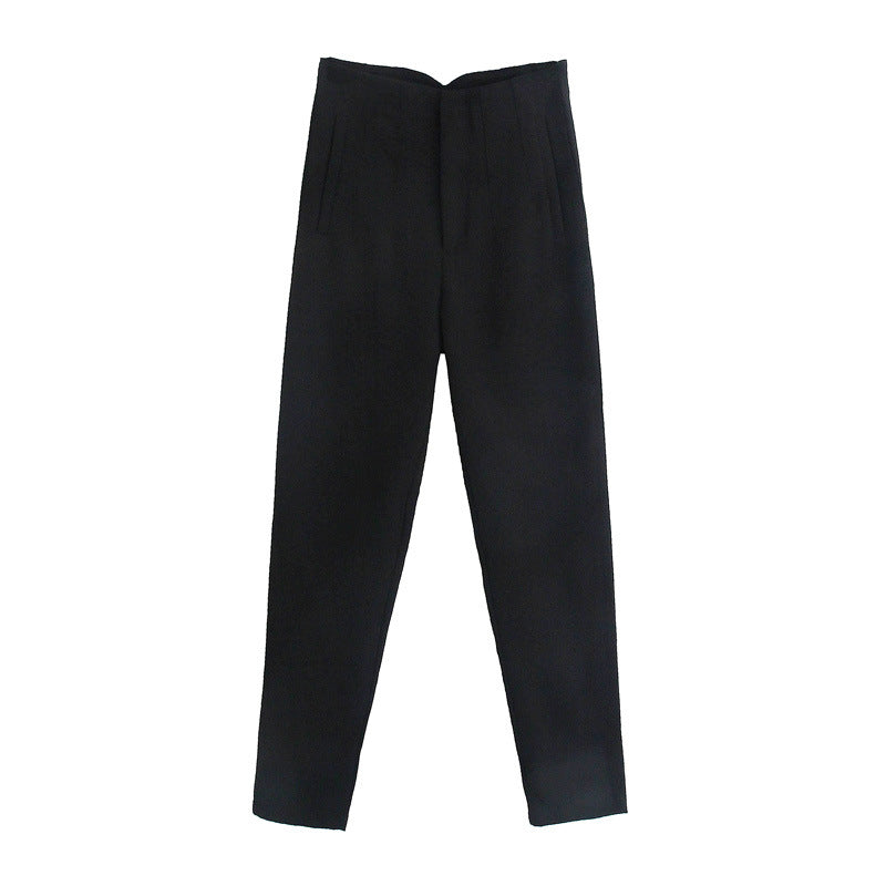Damen Hochtaillierte tapered Anzughose mit Bügelfalte und Paspeltaschen Drune