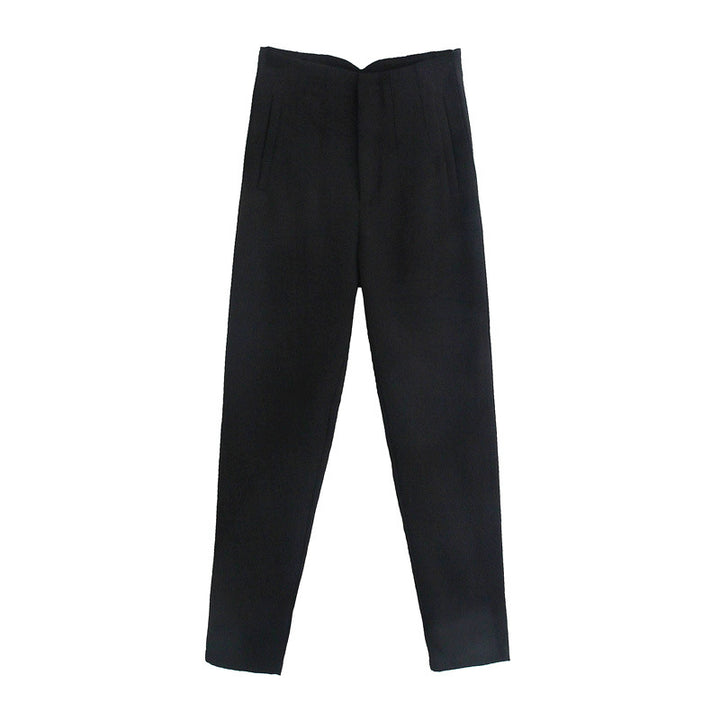 Damen Hochtaillierte tapered Anzughose mit Bügelfalte und Paspeltaschen Drune