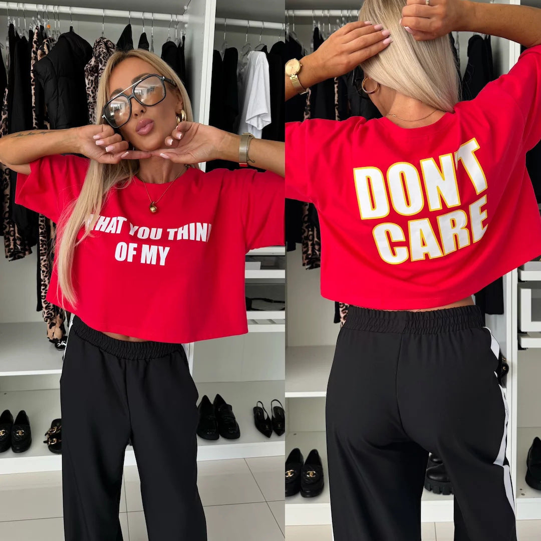 Damen lässiges Crop-Top und weite Jogginghose Set Drune