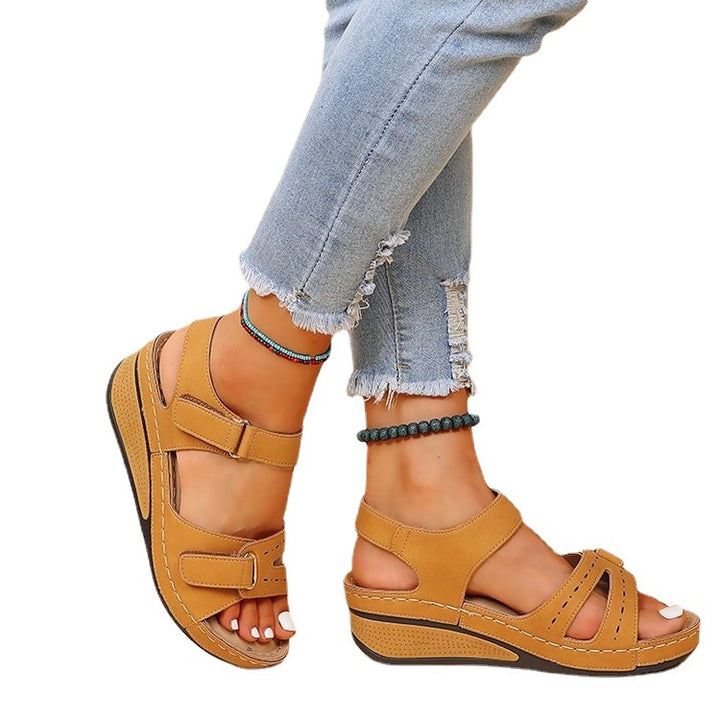 Damen  ergonomische Riemen-Sandalette mit dämpfender Memory-Innensohle und verstellbaren Klettverschlüssen Drune