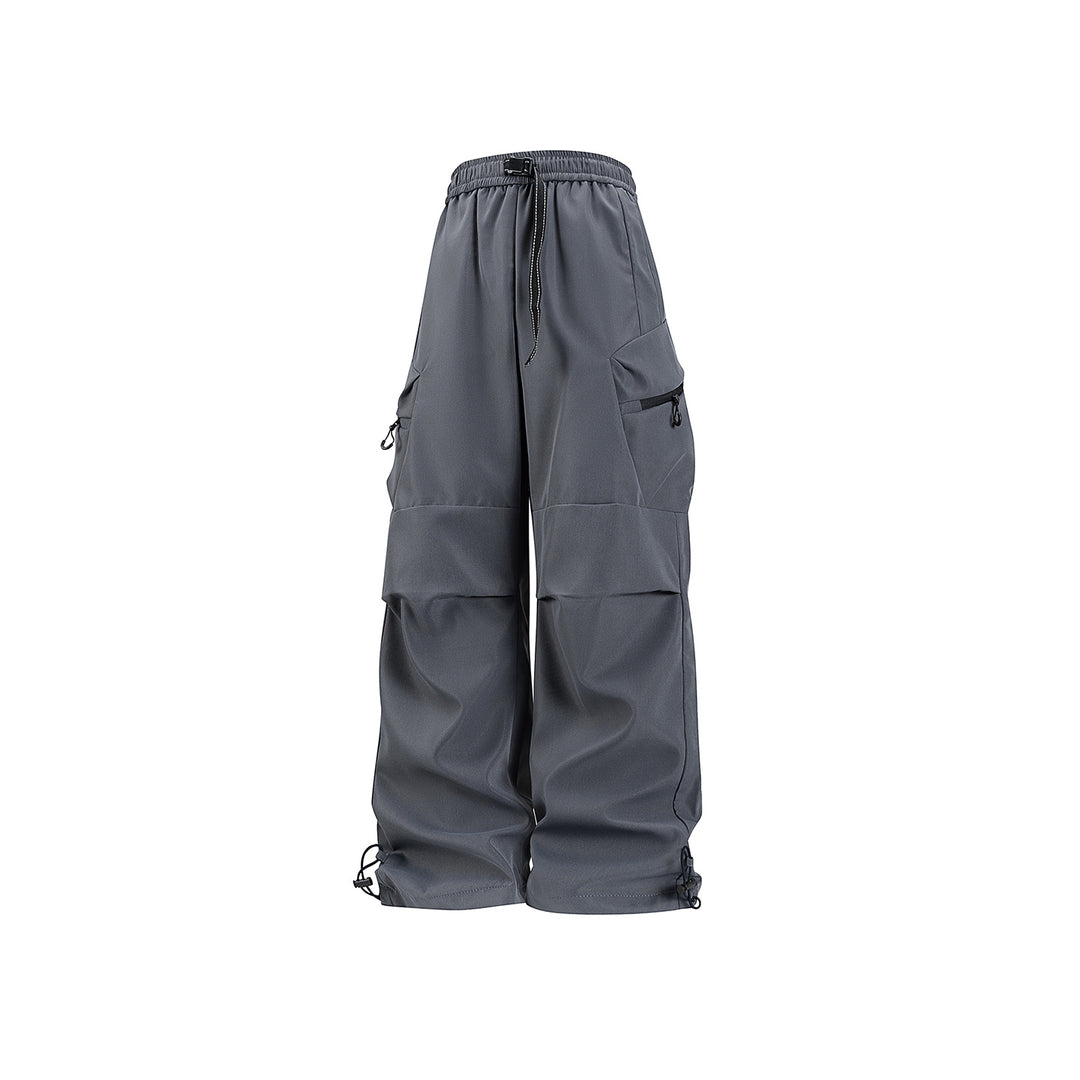 Damen Weite Utility-Cargo-Hose mit Tunnelzugbund, Reißverschluss-Taschen und verstellbaren Beinabschlüssen Drune