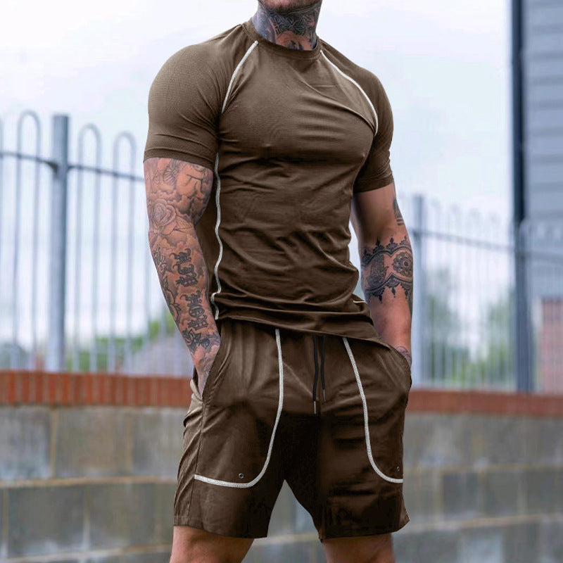 Herren Sportliches Kurzarm-Set aus atmungsaktivem Funktionsmaterial mit elastischem Bund Drune