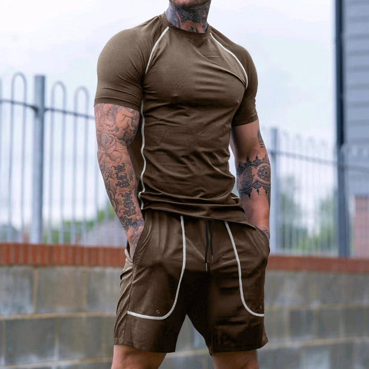 Herren Sportliches Kurzarm-Set aus atmungsaktivem Funktionsmaterial mit elastischem Bund Drune