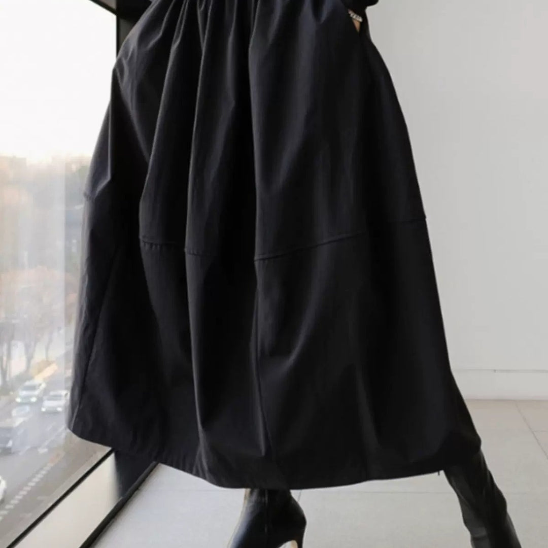 Damen Langer Voluminöser Maxi-Rock mit weitem Saum und elastischem Bund Drune
