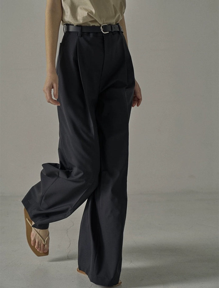 Damen elegante weite Hochbundhose mit Gürtel Drune