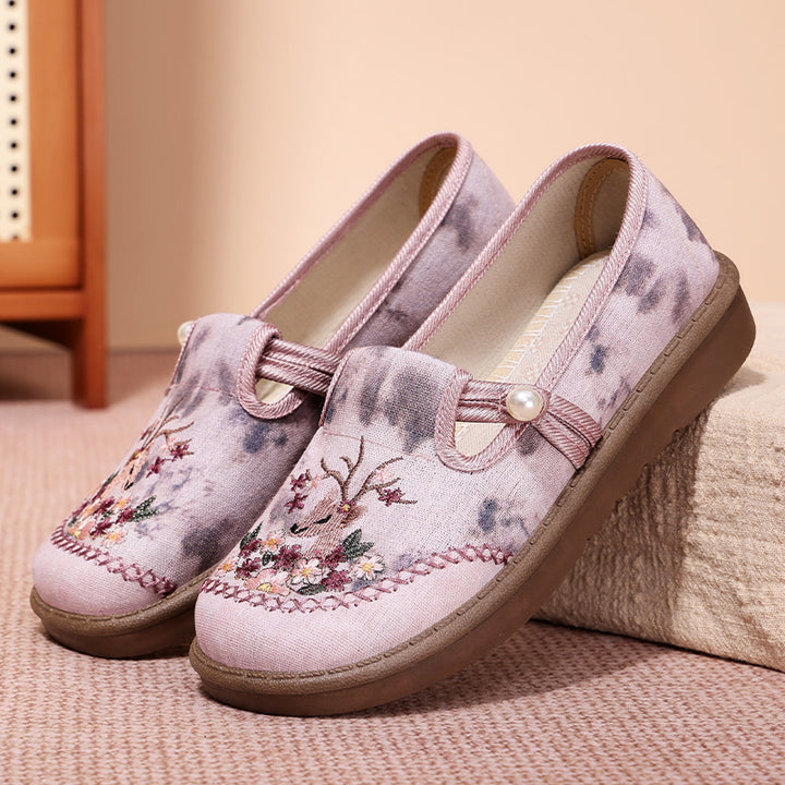 Damen nan bestickte Slipper mit Perlendetail, atmungsaktivem Textiloberteil und stoßdämpfender Komfortsohle Drune