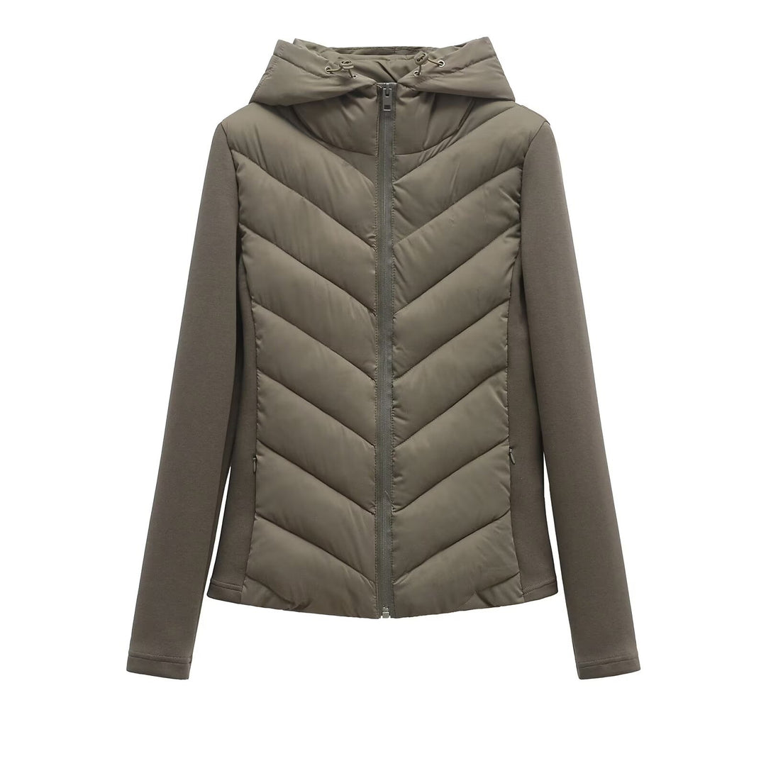 Damen Steppjacke mit Kapuze und Softshell‑Seiteneinsätzen Drune