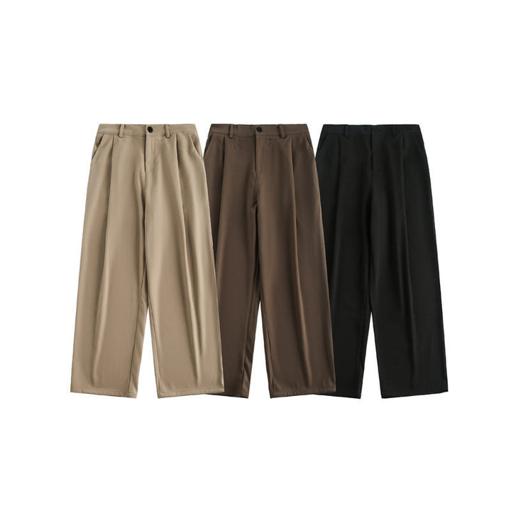 Damen Weite hochtaillierte Stoffhose mit Bundfalte und weitem Bein Drune