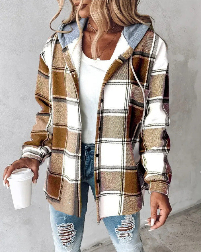 Damen Kapuzencardigan mit Streifen und Druckknopfblende Drune
