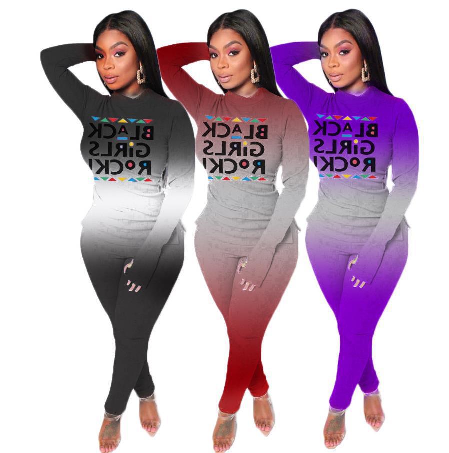Damen Zweiteiliges Lounge-Set mit Statement-Print, Langarmshirt und Highwaist-Leggings Drune
