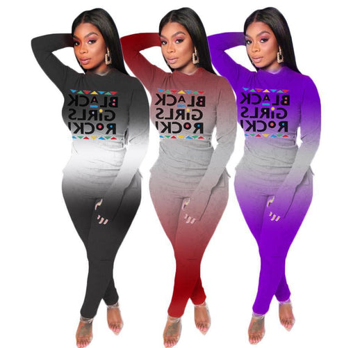 Damen Zweiteiliges Lounge-Set mit Statement-Print, Langarmshirt und Highwaist-Leggings Drune