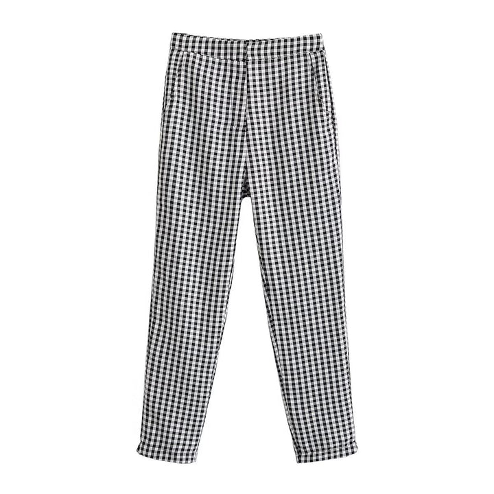 Damen karierten Hose mit lockerem Schnitt Drune