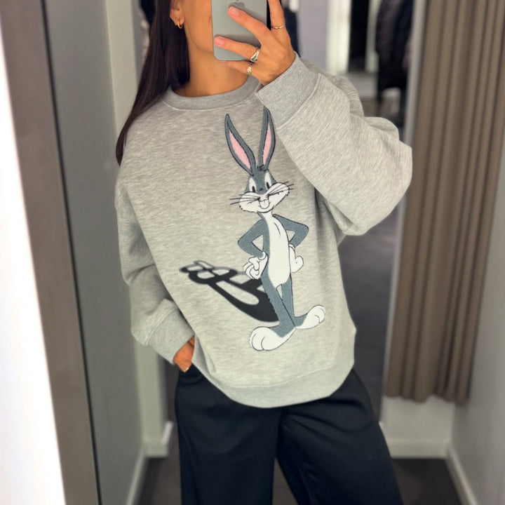 Damen Sweatshirt mit lässigem Schnitt und verspieltem Bugs Bunny-Motiv Drune
