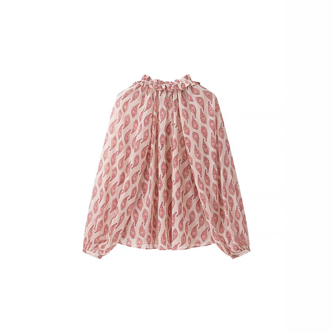 Damen Chiffonbluse mit Volantkragen und Paisley‑Print Drune