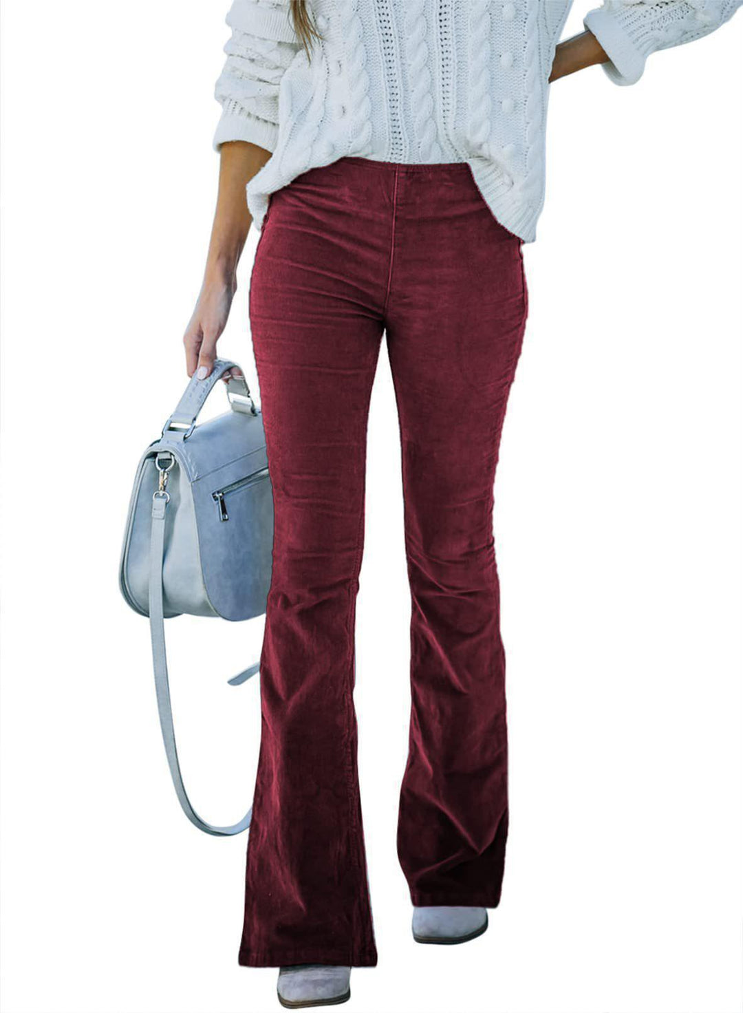 Damen Samt-Flared-Hose Drune